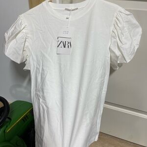 Zara White Puff Sleeve Top